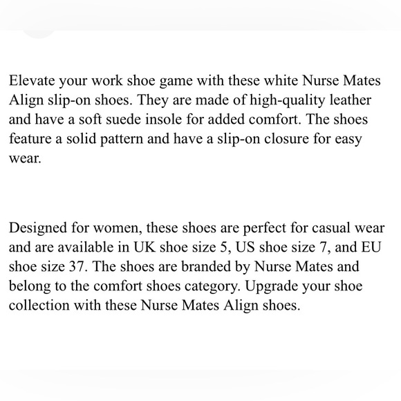 Nurse Mates ALIGN  Slip-On Womens Work Shoes White Size 7 / EU 37 New With Box - Picture 3 of 8